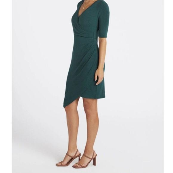 New 41 Hawthorn Green ribbed jersey side ruched midi dress size XL - Picture 2 of 10